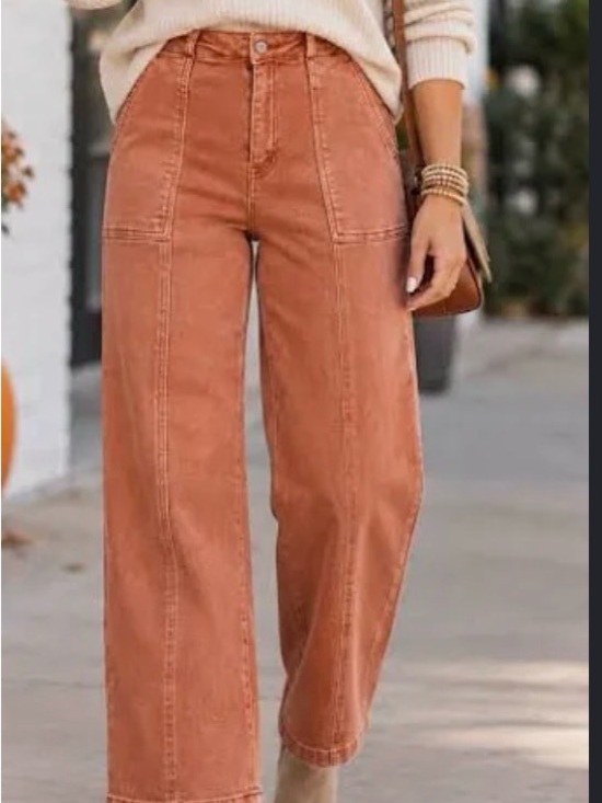 Zenana Outfitters Pants - Zenana Outfitters High-Rise Wide-Leg Pants - Rust Orange